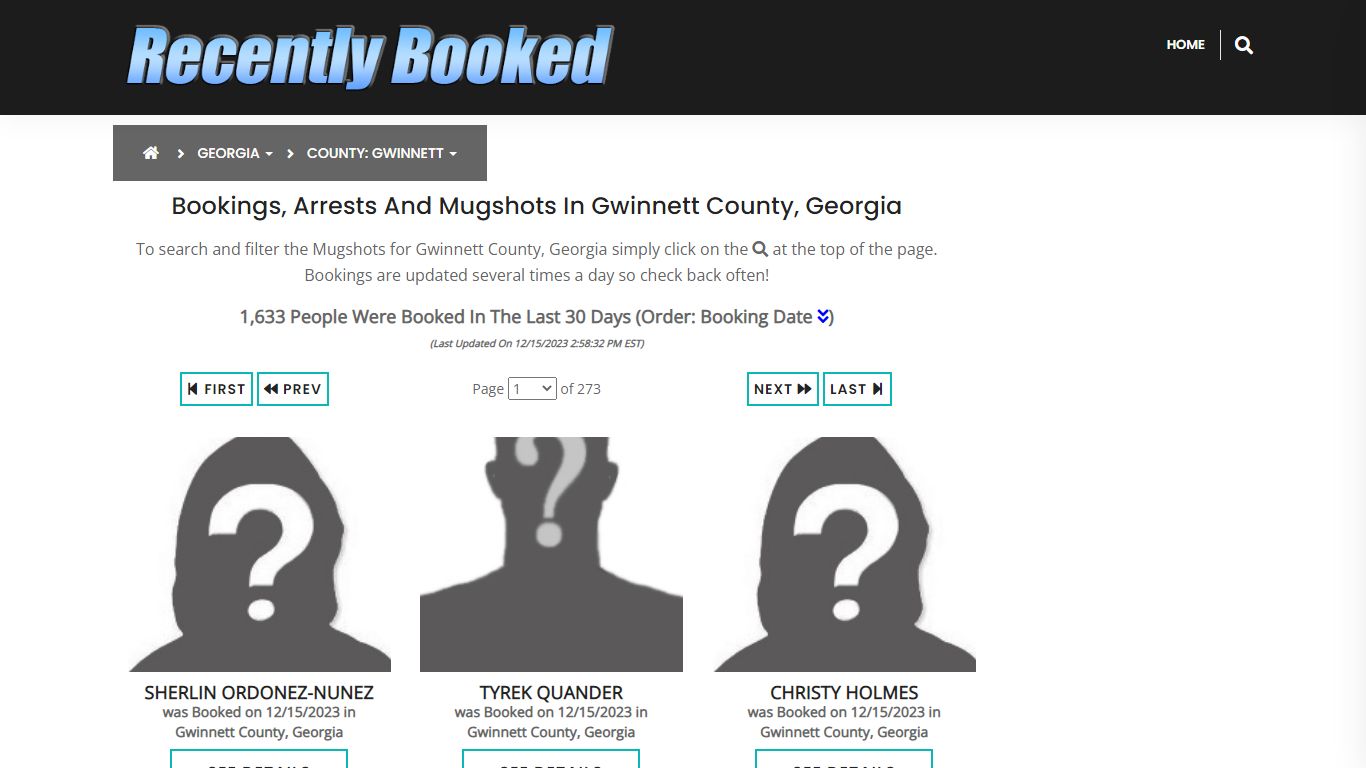 Bookings, Arrests and Mugshots in Gwinnett County, Georgia