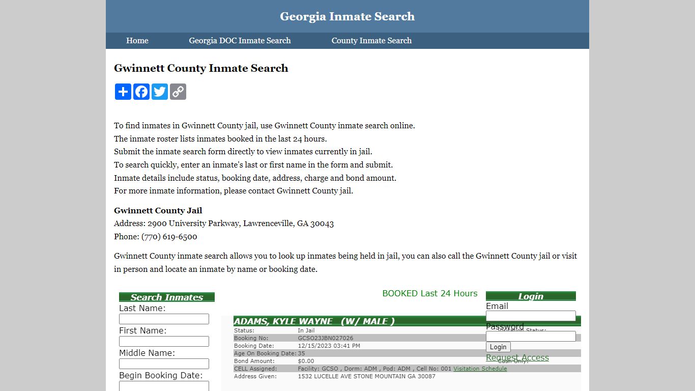 Gwinnett County Inmate Search